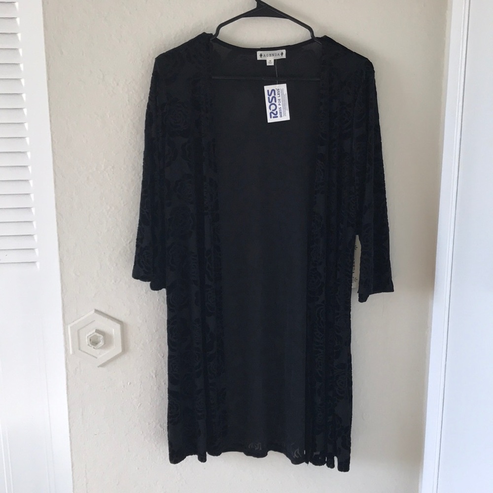 Women's Long 3/4 Sleeve Open Front Floral Cardigan
